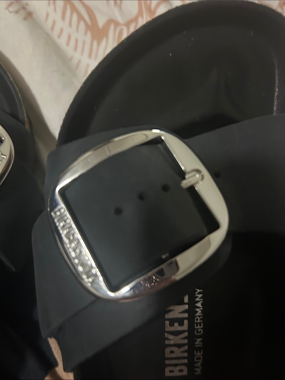 Birkenstock Black Madrid EVA Slide Sandals with Silver Buckles size 38 - Picture 4 of 4